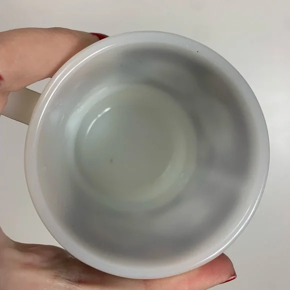 Vtg Anchor Floral Milk Glass Stackable Coffee Mugs USA Oven Proof Brown Lot Of 8 - Picture 9 of 15